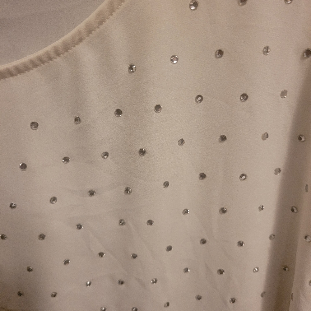 Forever 21 Womens Off White Rhinestone Embellished Top Size Small - Picture 2 of 7